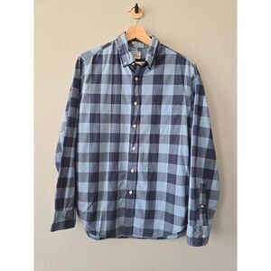 J.Crew Classic Gingham Shirt M Blue Navy 100% Cotton Button Down Preppy Style